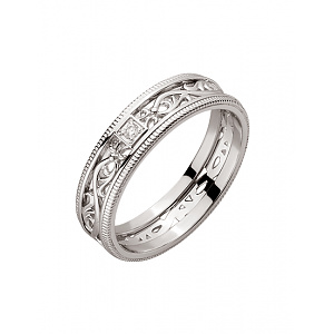 Золота обручка з діамантом (01-200552635) фотографія