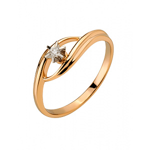 Золота каблучка з діамантом (01-200590135) фотографія
