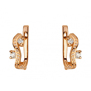 Золоті сережки з фіанітом (цирконієм куб.) (01-200606435) фотографія