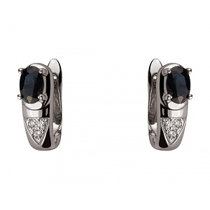 Золоті сережки з діамантами  та  корундами (01-200816035) фотографія