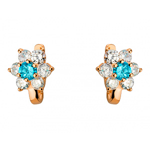 Золотые серьги с цирконием куб. (01-19125436) фотография