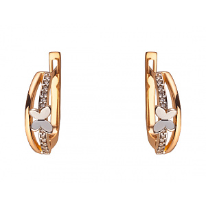 Золотые серьги с цирконием куб. (01-200202536) фотография