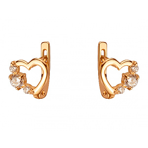 Золотые серьги с цирконием куб. (01-200510836) фотография