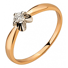 Золота каблучка з діамантом (01-200590136)