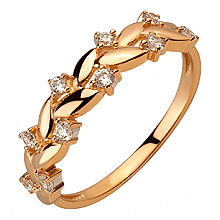 Золота каблучка з фіанітом (цирконієм куб.) (01-200807536)