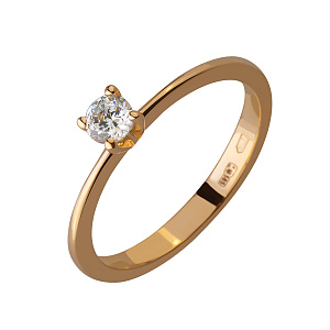 Золота каблучка з фіанітом (1б_к-053) фотографія