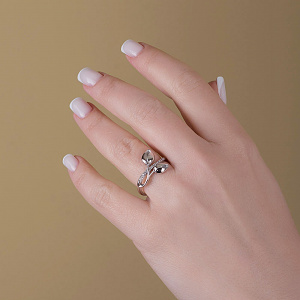 Золота каблучка з фіанітами (кубічним цирконієм) (2б_к-223) фотографія