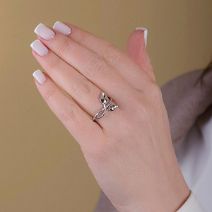 Золота каблучка з фіанітами (кубічним цирконієм) (2б_к-223) фотографія