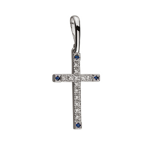 Золотой крестик с бриллиантом и корундом (01-17593037) фотография