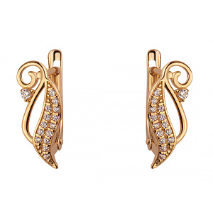 Золотые серьги с цирконием куб. (01-18818337) фотография