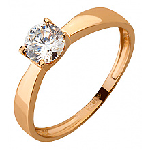 Золотое кольцо с цирконием куб. (01-19043337)