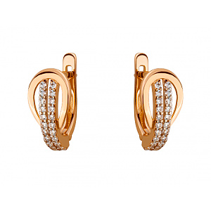 Золоті сережки з цирконієм куб. (01-19177337) фотографія