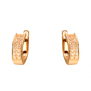 Золоті сережки з цирконієм куб. (01-19290137) фотографія