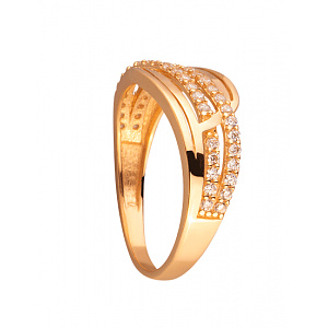 Золотое кольцо с цирконием куб. (01-200020537) фотография