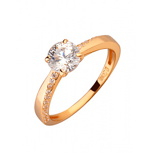 Золотое кольцо с цирконием куб. (01-200152537) фотография