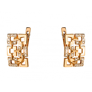 Золотые серьги с цирконием куб. (01-200381537) фотография