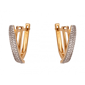 Золотые серьги с цирконием куб. (01-200418437) фотография