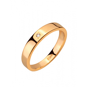 Золота обручка з діамантом (01-200742437) фотографія