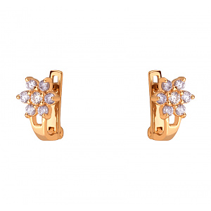 Золоті сережки з фіанітами (кубічним цирконієм) (1б_с-052) фотографія