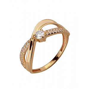 Золотое кольцо с цирконием куб. (01-18928138) фотография