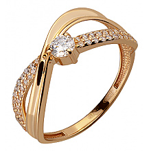 Золотое кольцо с цирконием куб. (01-18928138)