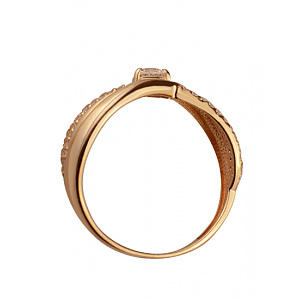 Золотое кольцо с цирконием куб. (01-18928138) фотография