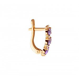 Золотые серьги с аметистами  и  циркониями (8с-149) фотография