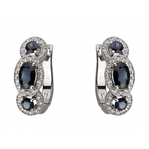 Золотые серьги с бриллиантами  и  корундами (01-18385439) фотография