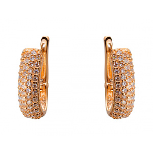 Золотые серьги с цирконием куб. (01-19232639) фотография