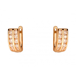 Золоті сережки з цирконієм куб. (01-200104739) фотографія