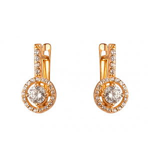 Золоті сережки з цирконієм куб. (01-200374239) фотографія