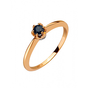 Золотое кольцо с бриллиантами  и  корундом (01-200383739) фотография