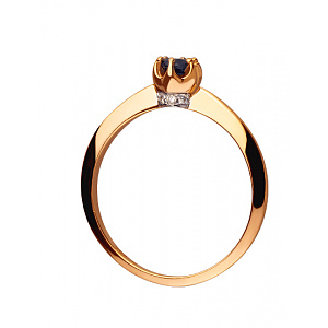 Золотое кольцо с бриллиантами  и  корундом (01-200383739) фотография