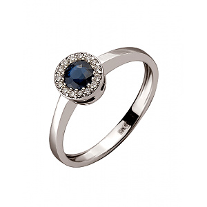 Золота каблучка з діамантами  та  корундом (01-200492239) фотографія