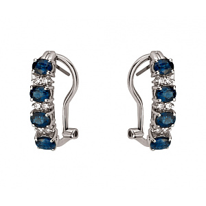 Золоті сережки з діамантами  та  корундами (01-200755439) фотографія