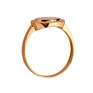 Золотое кольцо с фианитом (цирконием куб.)  и  перламутром (01-200838339) фотография