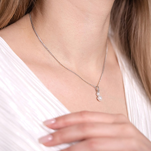 Золотой кулон с жемчугом  и  фианитом (2б_п-033) фотография