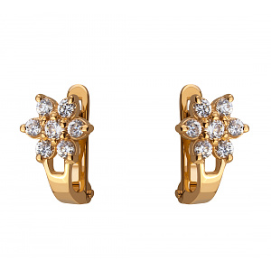 Золотые серьги с фианитами (кубическим цирконием) (1б_с-052) фотография