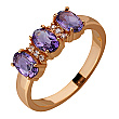Золота каблучка з аметистами  та  фіанітами 1к-260 фотографія 1