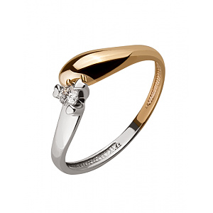 Золотое кольцо с бриллиантом (01-18385340) фотография