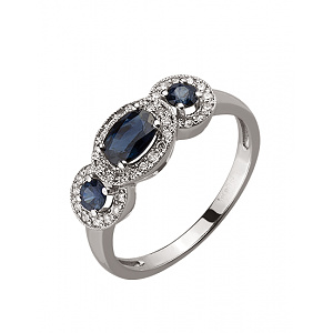 Золотое кольцо с бриллиантами  и  корундами (01-18385440) фотография