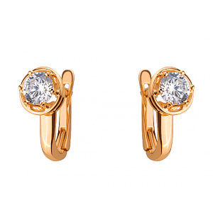 Золотые серьги с цирконием куб. (01-19017440) фотография