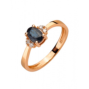 Золотое кольцо с бриллиантами  и  корундом (01-200408140) фотография