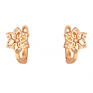 Золотые серьги с цирконием куб. (01-200443840) фотография