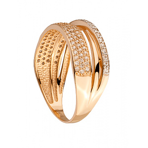 Золотое кольцо с цирконием куб. (01-200539540) фотография