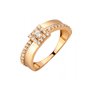 Золота каблучка з фіанітом (цирконієм куб.) (01-200858140) фотографія