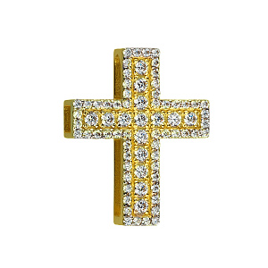 Золотой крестик с камнями Swarovski (9б_п-154) фотография