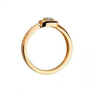 Золотое кольцо с топазом, фианитами  и  циркониями (1б_к-071) фотография