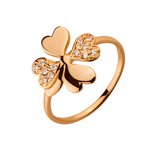 Золотое кольцо с цирконием куб. (01-19109441) фотография