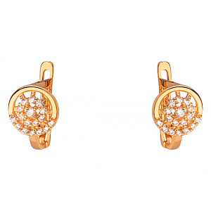 Золотые серьги с цирконием куб. (01-200276041) фотография